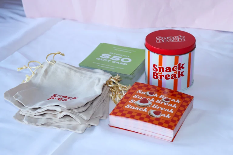 branded ecommerce packaging including custom boxes, gift cards, and logo printed fabric bags