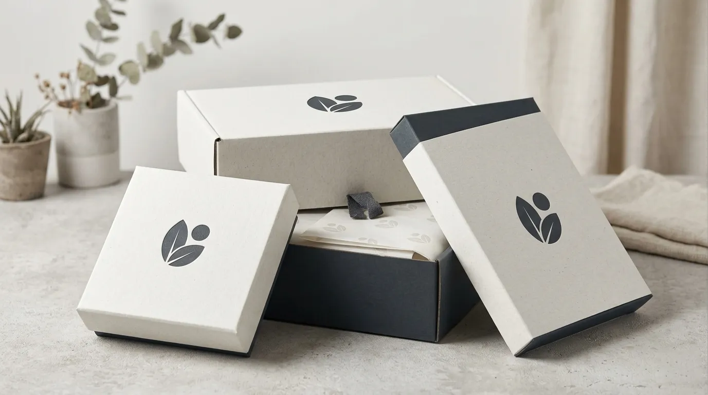 custom branded packaging with boxes and labels for ecommerce business