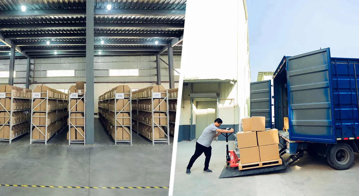 fast shipping warehouse and delivery truck