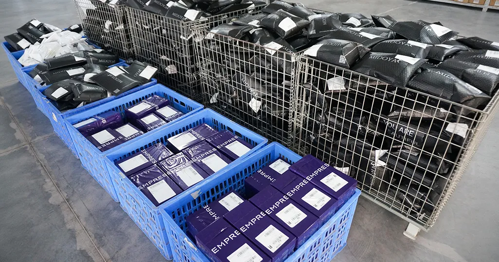 Completed ecommerce packages ready for dispatch
