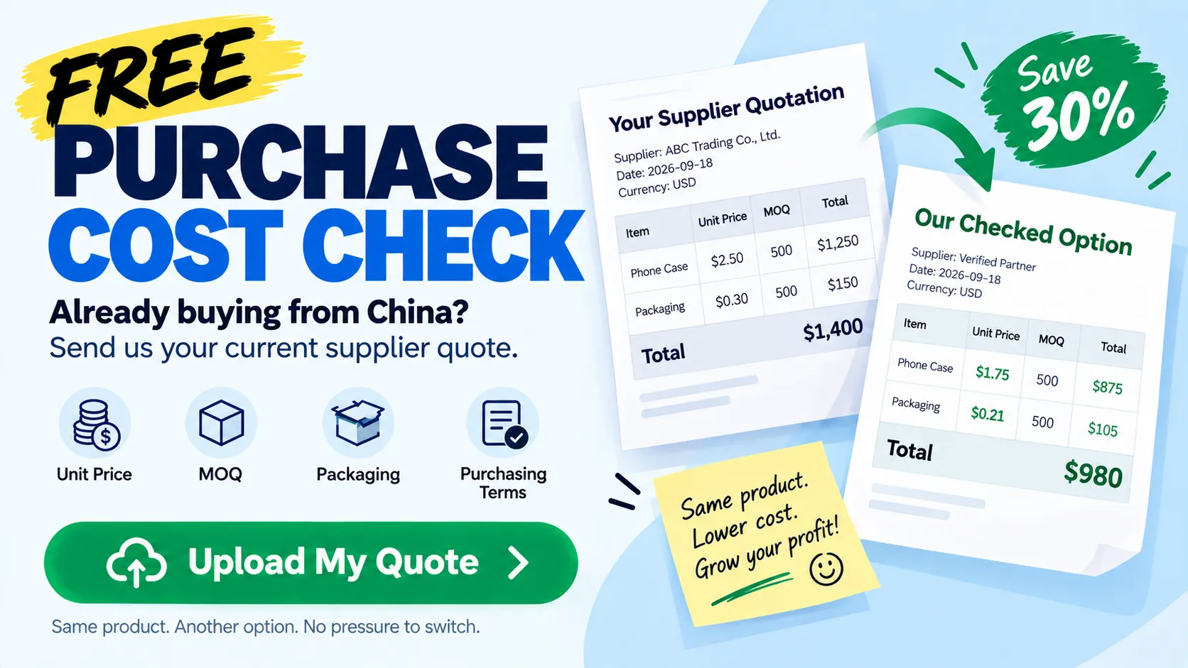 Free Purchase Cost Check - Upload My Quote