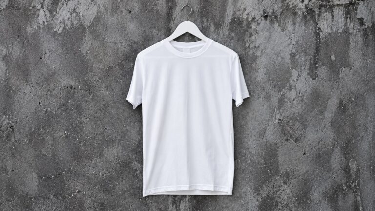 White shirt with distinct collar, sleeves and hem to identify before garment shrinkage checks