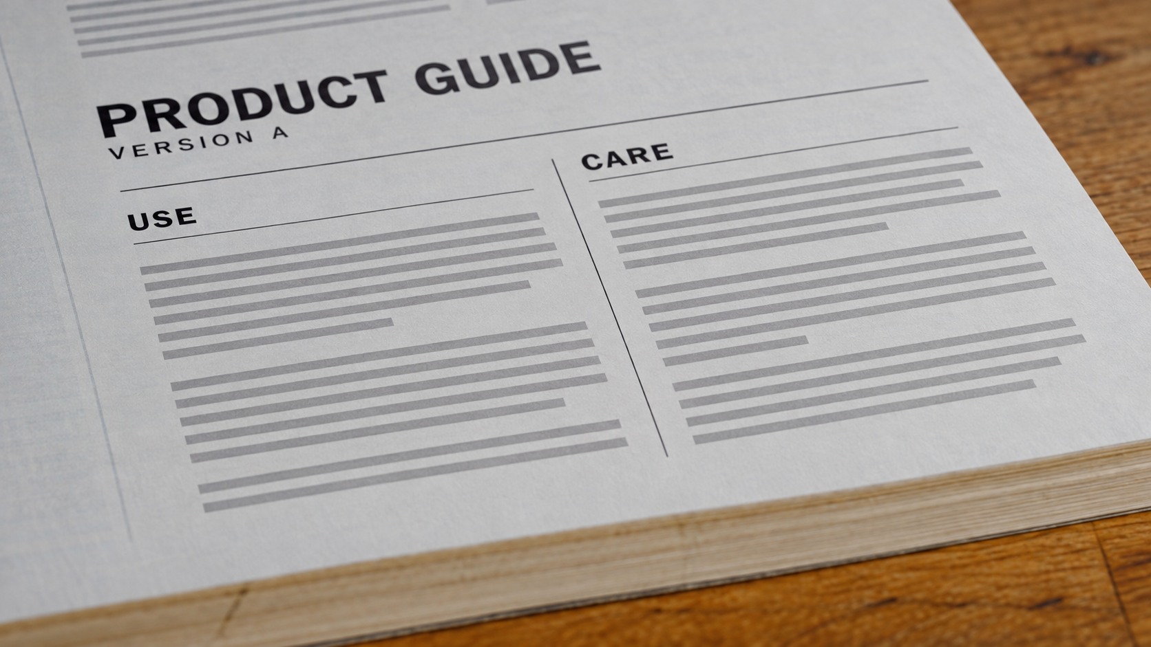 Detailed printed guide layout as a reference for instruction cards