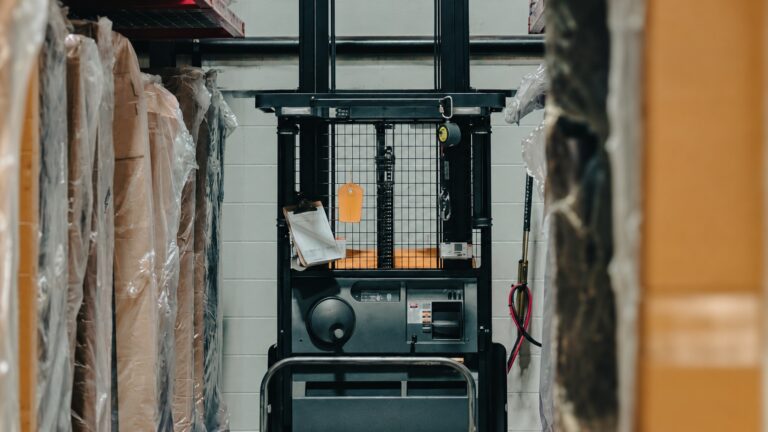 Warehouse aisle detail illustrating a stock-holding location for goods from your own supplier