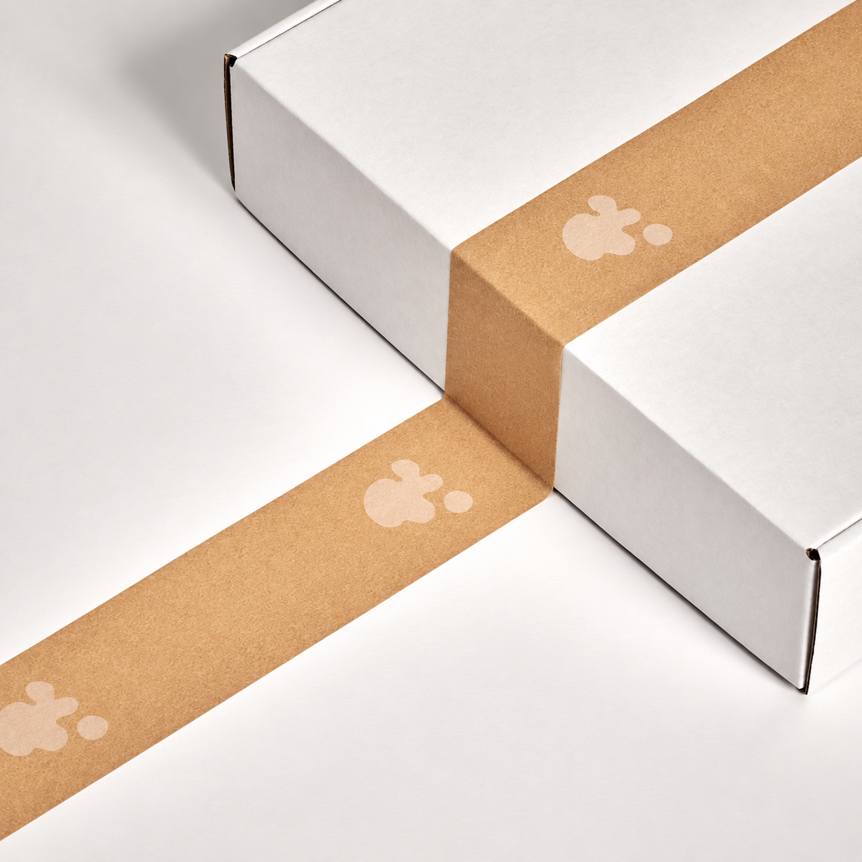 Patterned paper band crossing a white box edge, a placement question for a custom packaging proof