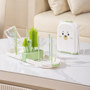 Travel Baby Bottle Brush Set – Newborn Safe Silicone Cleaning Brushes With Storage Box For Bottles, Nipples & Accessories